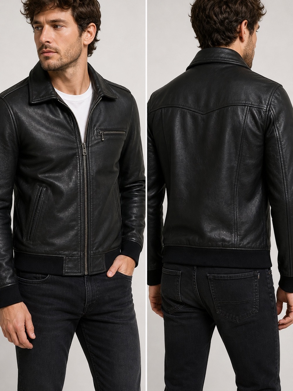 Superdry Super Speed Leather Jacket Black Italian Leather Moto Slim Fit Sz L